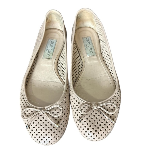 Jimmy Choo Perferated Neutral Flat Size 37 - Picture 1 of 8